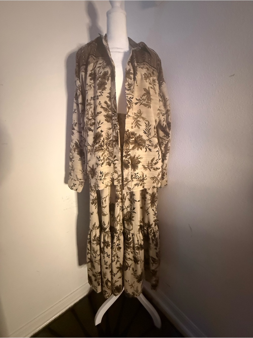 Vintage 80’s Western Collection 2pc Shirt Maxi Skirt Set Made in USA XL